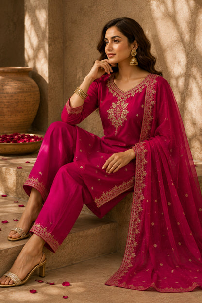 Magenta Gold Booti Set