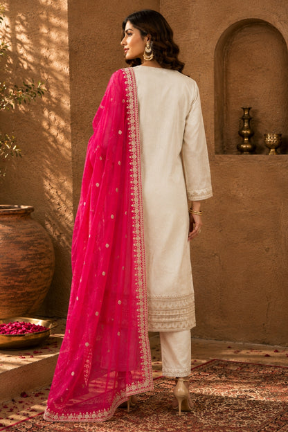 Off-White Embroidered Kurta set