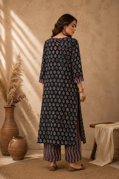 Black Ajrakh Print Kurta Co-ord