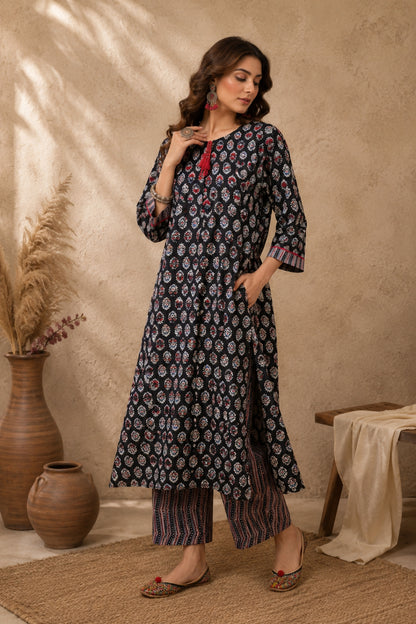 Black Ajrakh Print Kurta Co-ord