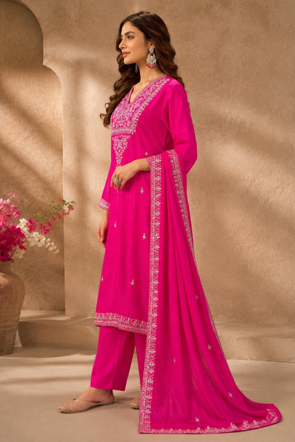 Magenta Sequin Embroidered Kurta Set